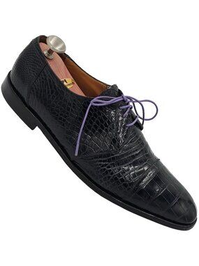 Vintage Exotic Full Alligator Men 15 Black Dress Shoes Paolo De Marco Oxfords